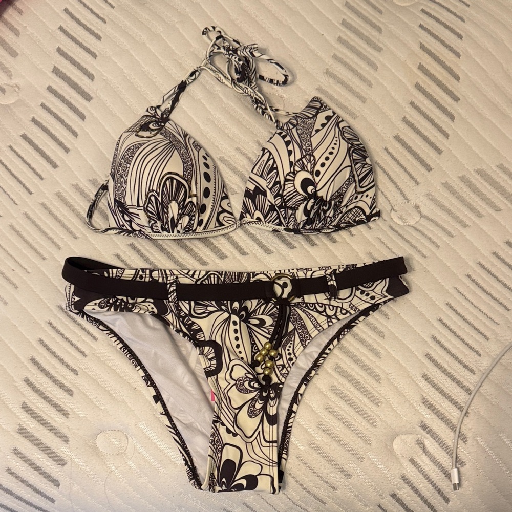 Floral BROWN and WHITE Bikini Set